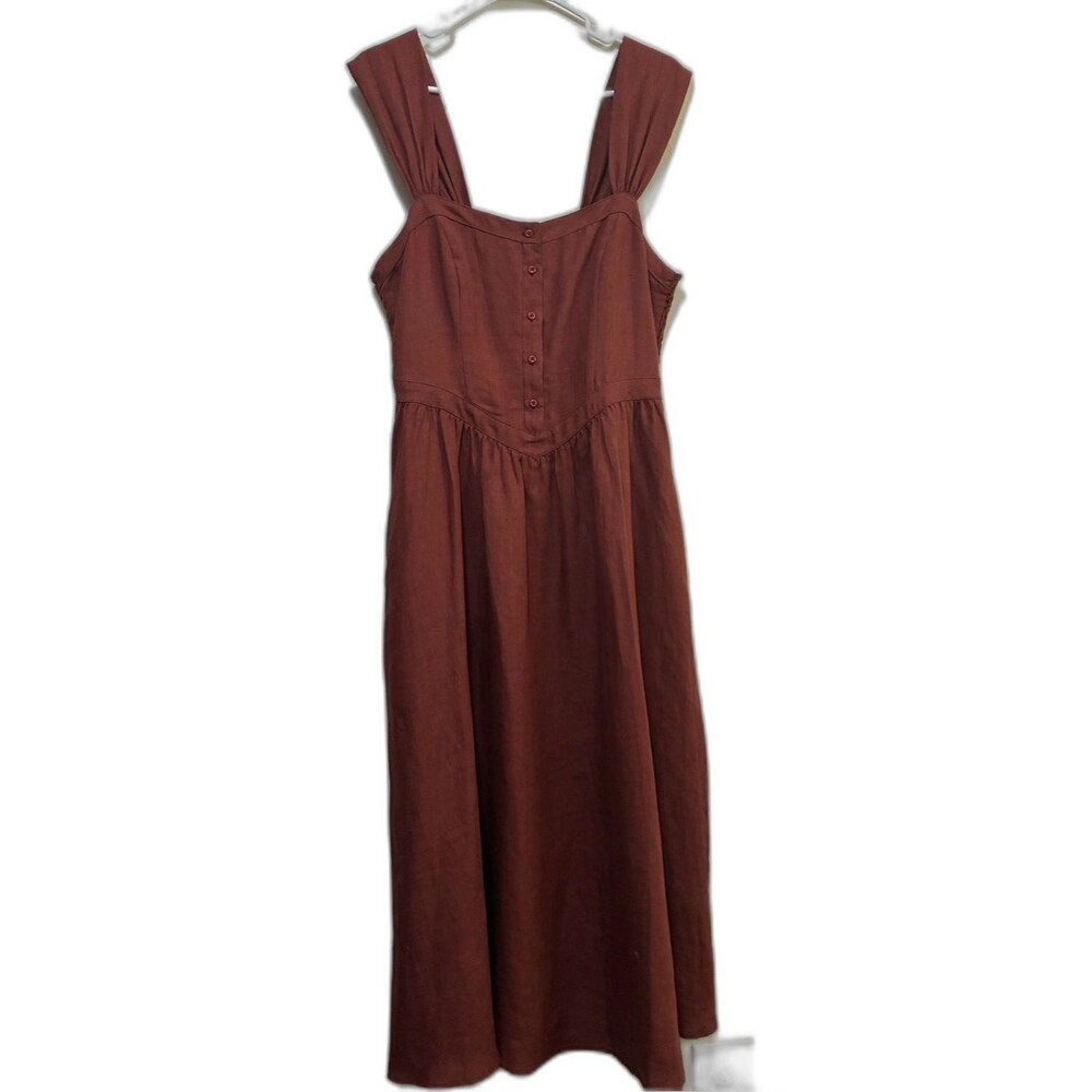 Christy Dawn Mina Dress Terracotta Linen size large